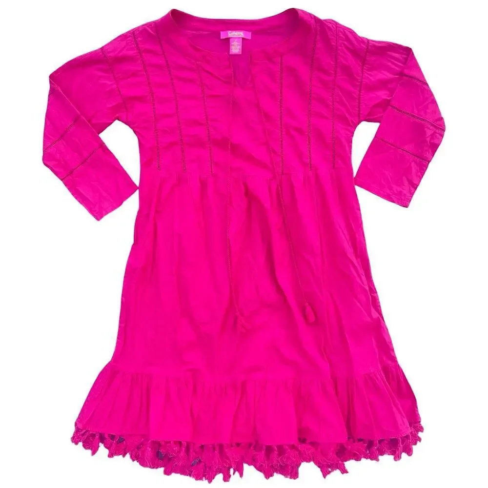 Catherine Malandrino Pink Cotton Tassel Hem Boho Dress - Size Small - Picture 2 of 10